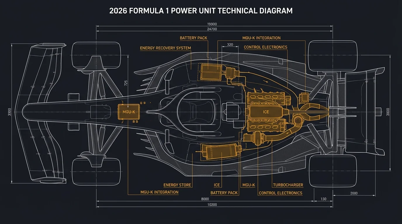 Technische Illustration: Neue Formel-1-Motorenregeln 2026, veränderte Aerodynamik-Konzepte