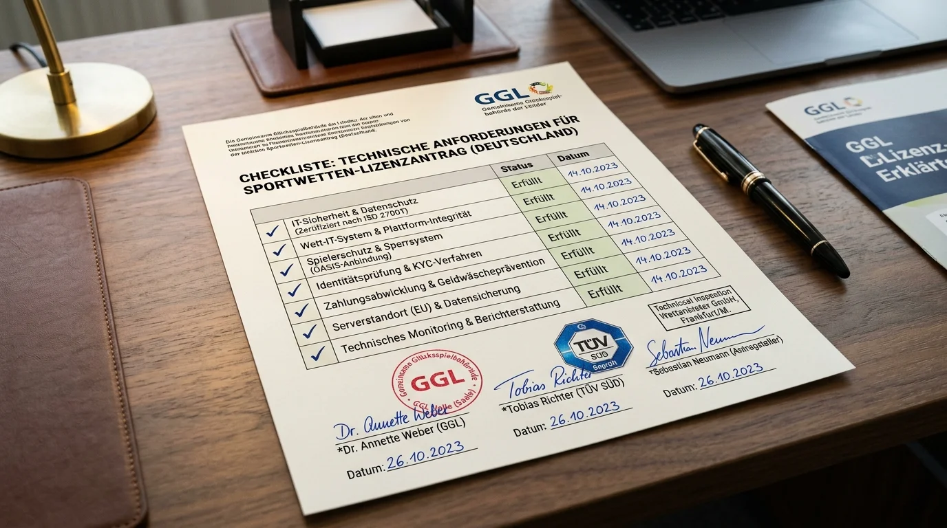 Symbolische Darstellung der Lizenzanforderungen für GGL-Sportwetten-Anbieter in Deutschland