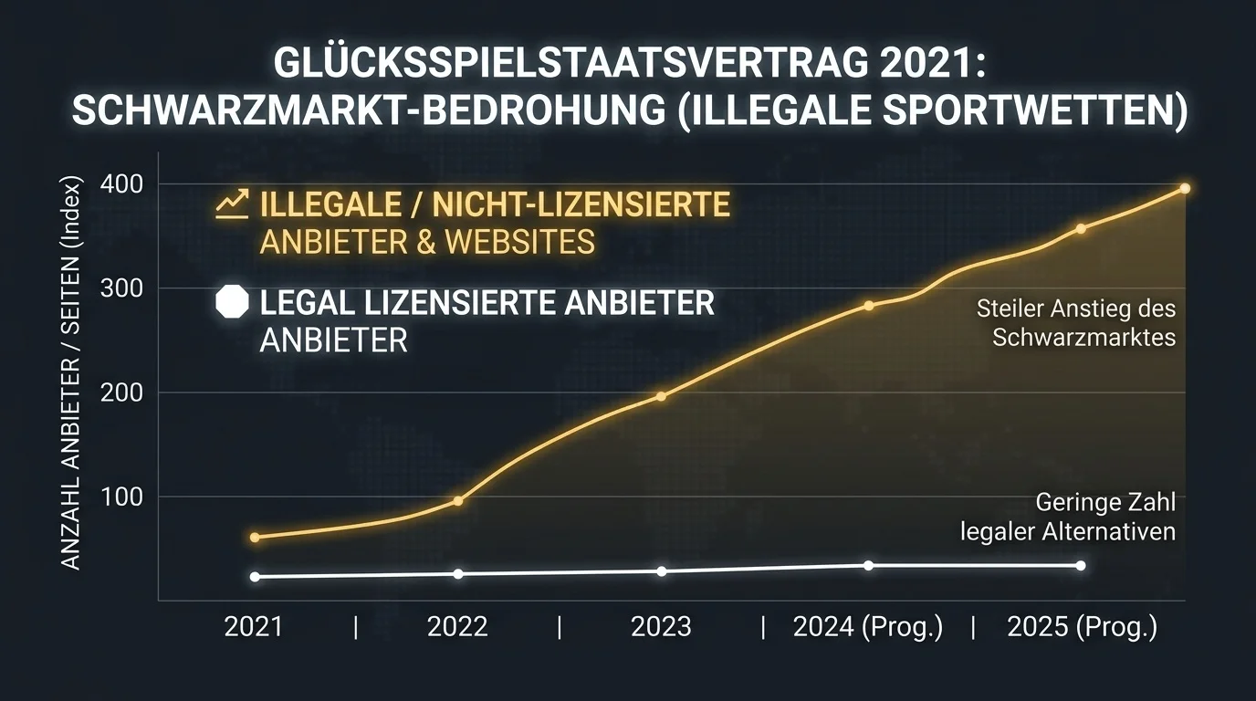 Diagramm zeigt Wachstum des illegalen Sportwetten-Markts trotz GlüStV-Regulierung