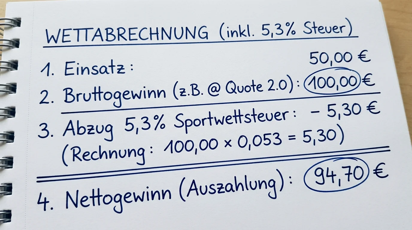Rechenbeispiel: Sportwettensteuer-Auswirkung auf eine F1-Kombiwette mit drei Tipps