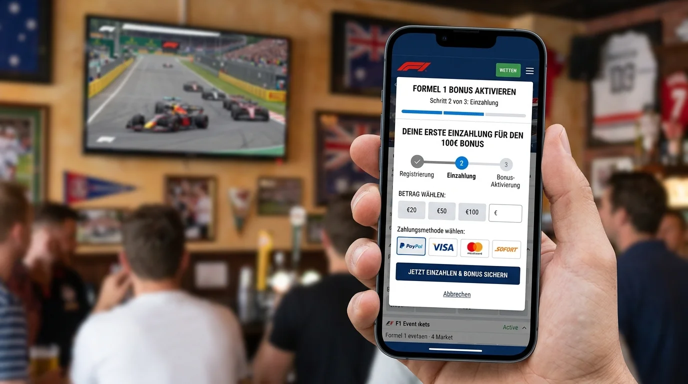 Schritt-für-Schritt-Anzeige der Bonus-Aktivierung in einer Sportwetten-App auf dem Smartphone