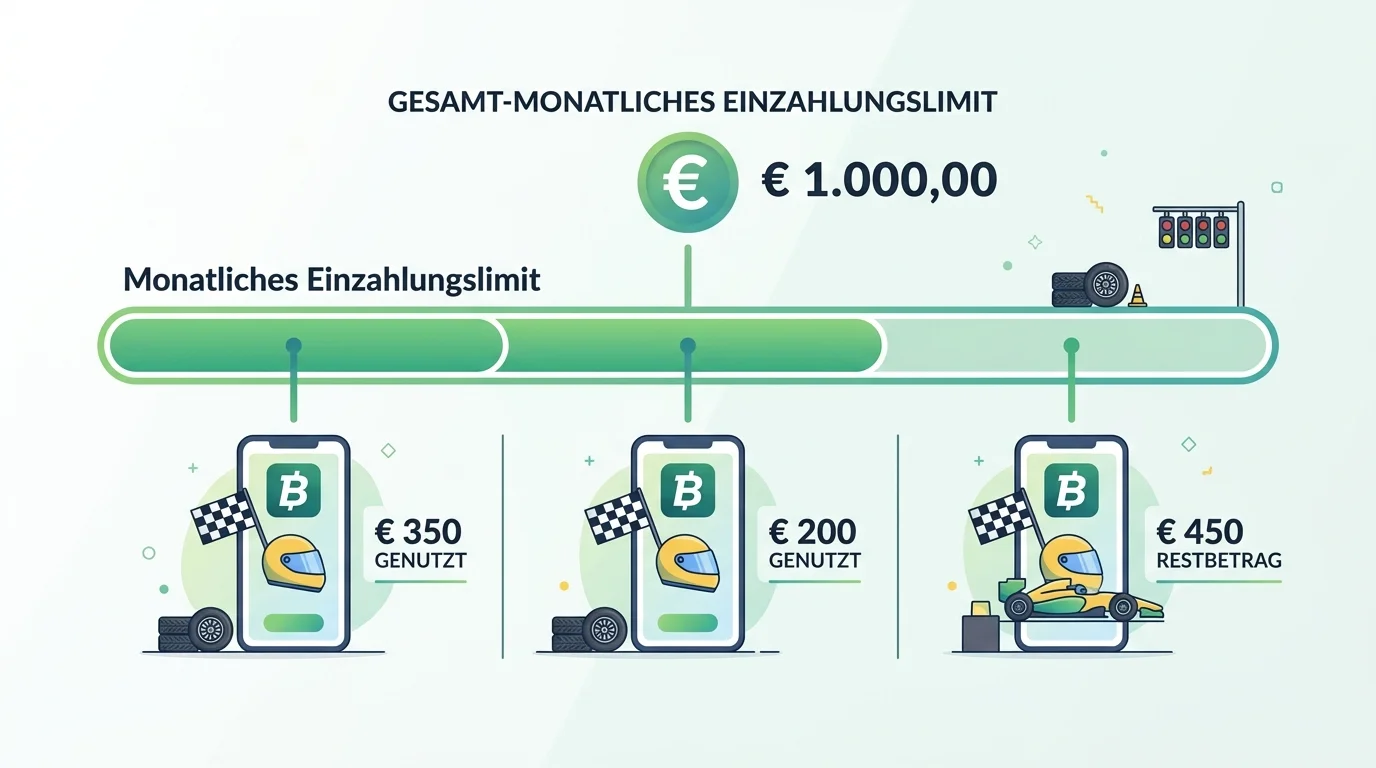 Grafische Darstellung des LUGAS-Einzahlungslimits und wie es bei mehreren Anbietern zählt