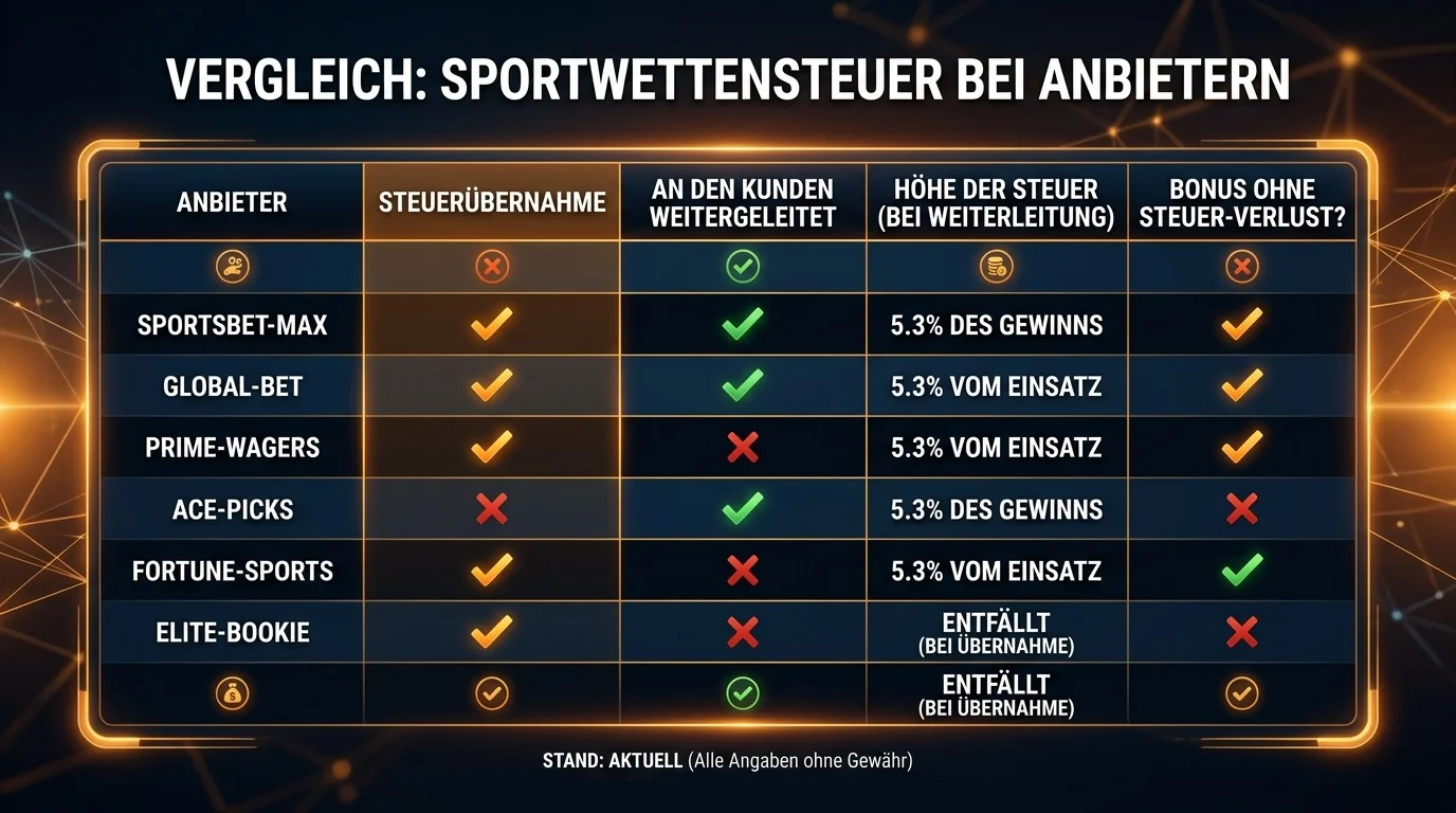 Vergleich der Steuerabsorption bei deutschen Sportwetten-Anbietern